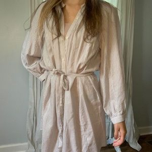 Lucky Brand striped midi button down dress Size S